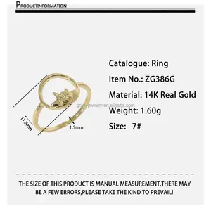 Cincin Emas Murni 14K Cincin Emas Kuning Solid Perhiasan Trendi Desain Kustom Kualitas Baik dan Cincin Harga Lebih Rendah