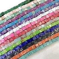 Perles carrées turquoise 6*6mm 6x6mm, perles intercalaires multicolores en vrac pour la fabrication de bijoux DIY (bracelets, colliers)