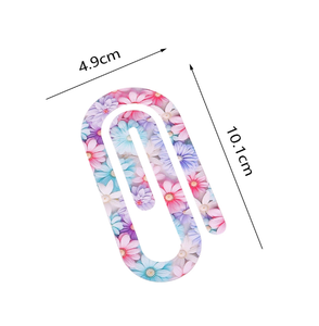 Impression de fleurs DIY Design Notebook Clip de fichier Logo personnalisé Jumbo Trombones Sublimation Blanc Acrylique Trombone - Product Image 3