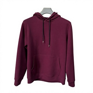 Men's Black Hooded Sweatshirt Regular Fit Solid Color Fleece Cotton Casual Autumn Wear - Product Image 2