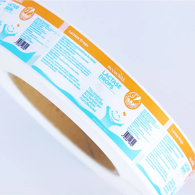 사용자 정의 롤 반짝 팬톤 골드 인쇄 방수 스티커 광택 의료 건강 보조 식품 병 라벨