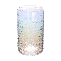 Juego de Vasos de Vidrio Iridiscentes sin Plomo, con Doble Pared Aislada, de Vidrio Borosilicato, con Acabado Texturizado Arcoíris, para Bebidas