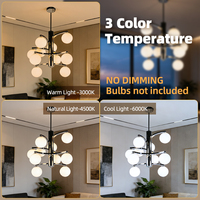 Lustre suspendu décoratif moderne rond à plusieurs tiges en fer, design américain, lampe de salon, luminaires suspendus au plafond