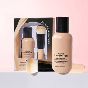 Base de Maquillaje Líquida SPF20 con Kit de Brochas, 16H de Larga Duración, Resistente al Agua, Cobertura Total, Vegana, Marca Privada, Caja de Regalo de Lujo Personalizada - Product Image 1