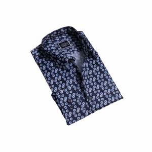 Camisa estampada de poliéster con patrón de margaritas azul marino blanco - Product Image 2