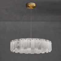 Nordique post-moderne minimaliste salon suspension en laiton hôtel villa lumière luxe espagnol naturel albâtre lustre