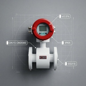 Dn 50 Dn150 Pijpdiameter <span class=keywords><strong>8</strong></span> inch Water Elektromagnetische Debietmeter OEM Flensaansluiting Nauwkeurigheid +/-0,2% voor Rioolwaterzuivering - Product Image 1