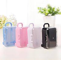 Mini valise en plastique transparente avec roulettes, boîte de rangement pour bijoux, bonbons et petits objets, idéale comme cadeau de fête ou de mariage