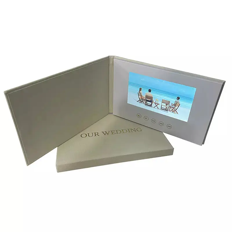 Linen Video Brochure Digital Wedding Photo Album Hd Screen Digital Photo Frame