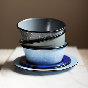 OEM barato 10cm 12cm 18cm personalizado acero al carbono Metal esmalte Camping mezcla palomitas <span class=keywords><strong>cereales</strong></span> flor tazón para el hogar - Product Image 3