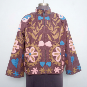 Veste en laine tissée Cotrise brodée sur mesure, multicolores, écologiques, coupe-vent et respirantes pour femmes - Product Image 1