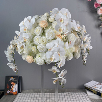 Centros de mesa para boda, flores artificiales grandes, bolas de flores azules y blancas, 60cm