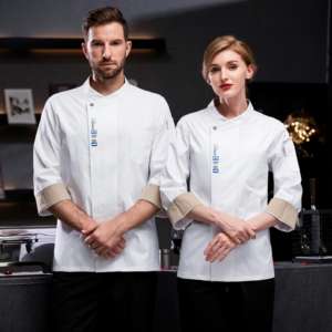 แจ็คเก็ตเชฟสำหรับร้านอาหารแจ็กเก็ตผ้าแคนวาสแบบหนา7จุดกระดุมเดียวออกแบบได้อย่างเรียบง่าย - Product Image 5