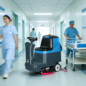 เครื่องขัดพื้นไฟฟ้าแบบนั่งขับสำหรับงานหนัก รุ่นใหม่ อัตโนมัติ สำหรับทำความสะอาดพื้นในห้างสรรพสินค้า โรงพยาบาล และคลังสินค้า - Product Image 2