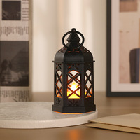 Européenne Rétro LED Lumineux Hexagonal Vent Lampe Noël Halloween Poney Lanterne Transfrontalière Numérique Bougie Lampe Plastique