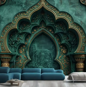 Papel pintado de noche árabe impreso en HD decoración de pared Interior del hogar papel pintado de arco Islámico - Product Image 1