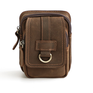 Pochette de ceinture vintage en cuir véritable pour homme, sac banane en cuir de vachette pleine fleur, étui de téléphone EDC, organisateur, vente en gros - Product Image 3