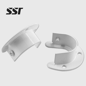 Supports d'extrémité en acier inoxydable en forme de U pour tringle de placard et tringle de rideau de douche avec douilles de fixation et brides - Product Image 1