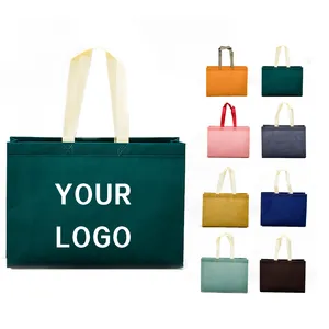 Promosi grosir logo warna-warni dicetak ukuran kustom tas belanja tanpa tenun tas dengan logo dicetak tas tote