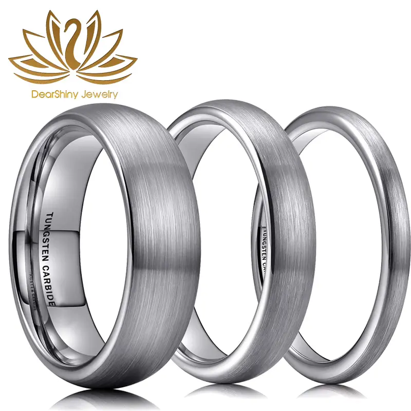 แหวนทังสเตนขัดเงาแหวนแต่งงานสีขาวเงิน2มม. 3 4มม. 5มม. 6มม. 7มม. 8มม. โดมความสะดวกสบายพอดีกับกษัตริย์จะเครื่องประดับที่กำหนดเอง