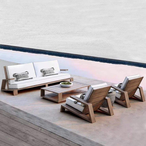Lujo al aire libre con nuestro conjunto de muebles de patio de madera de teca maciza, con un marco robusto y asientos acolchados para un confort elegante. - Product Image 1