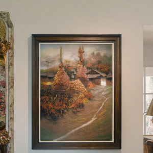 Handmade Rustic Style Wall Art Sandstone Painting <strong>on</strong> <strong>Canvas</strong> with Frame Home Decor Ornament Handcrafted Plant Scenery Artwork - Product Image 5