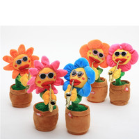 Peluche musicale et interactive en forme de fleur qui chante et bouge, avec rembourrage en coton PP, cadeau pour enfants et adolescents