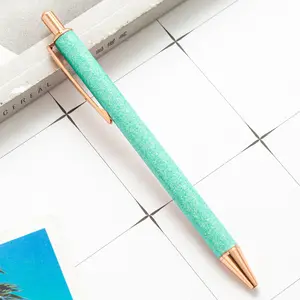 Симпатичные Ручки, шариковая ручка с блестками, металлический корпус, выдвижная ручка для записей для женщин и девушек