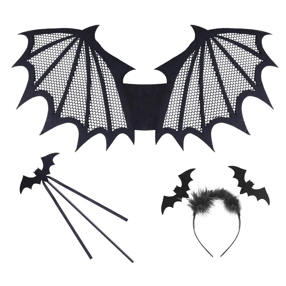 Set Costume pipistrello di Halloween Set gonna con ali di pipistrello e gonna Tutu bacchetta magica per Halloween Dress up Cosplay