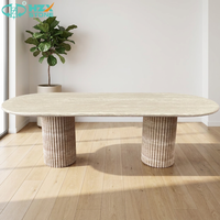 HZX STONE Plaque de marbre beige polie pour table à manger intérieure, durable, écologique, imperméable, découpée sur mesure