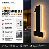 Lumière de numéro de maison solaire LED améliorée, étanche, RGB CCT 3000K, panneau d'adresse pour mur et entrée, indice de protection IP65