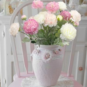Bouquet de pivoines et de roses artificielles Haiyi, rose et blanc, décorations pour la maison et les mariages - Product Image 1