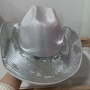 Sombrero de Vaquera Plateado con Lentejuelas, Sombrero de Vaquero con Espejos para <span class=keywords><strong>Discoteca</strong></span>, Festival, Cosplay - Product Image 4