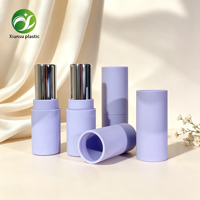 Tube de rouge à lèvres cosmétique avancé 3,5 g, cylindrique, givré, à irrigation directe, avec capuchon à clapet en plastique et sérigraphie