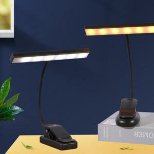 Lampes de lecture LED à clipser rechargeables par USB, 4 couleurs, 12 niveaux de luminosité, fonctionnent avec piles USB et AAA, lumière pour pupitre de musique - Product Image 2