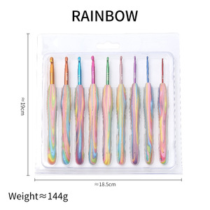 Juego de 9 ganchos de ganchillo de arcoíris ergonómicos, herramienta y ganchos de ganchillo con estuche de 2,0mm ~ 6mm - Product Image 2