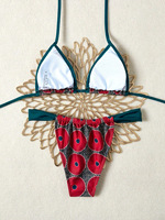 TW 2026 Nouveau design personnalisé Ensemble bikini deux pièces pour femme, maillot de bain sexy dos nu à licou imprimé, tenue de plage tendance