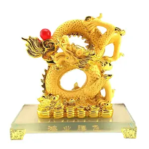 2024 nouvelle annonce nouvel an chinois résine artisanat sable or zodiaque Dragon petite Sculpture ornements décoration de la maison cadeaux magasin