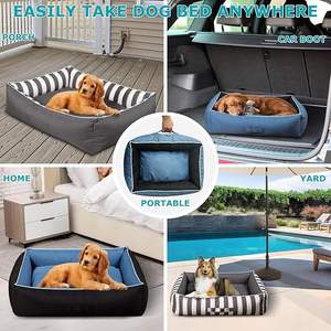 Cama ortopédica de lujo para mascotas de espuma viscoelástica de fábrica 600D Oxford forma rectangular lavable con cubierta lavable extraíble para perros - Product Image 5