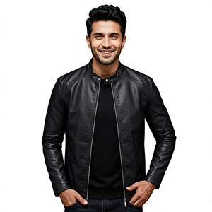 2026 Autumn New Fashion Trend Solid Color Genuine Leather Stand Vintage Hooded <b>Jacket</b> <b>Men's</b> Casual Loose Comfortable Large Size - Product Image 1