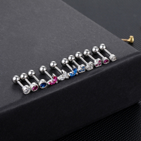 316L Surgical Steel Ear Stud Helix Cartilage Tragus Piercing Flat 16G CZ Earring Body Piercing Jewelry Zircon Heart Labret Stud