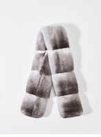 Écharpe élégante en vraie fourrure de lapin écologique pour femme, gris et blanc, à porter en croix, chauffe-cou d'hiver, vente en gros
