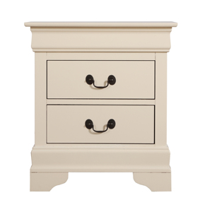 Beige Nightstand With Classic Design Two <b>Drawer</b> Bedroom <b>Storage</b> - Product Image 3