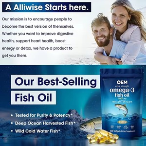 Gélules d'huile de poisson à haute concentration d'Oméga-3 EPA <span class=keywords><strong>DHA</strong></span> pour soutenir la santé cardiaque et immunitaire, complément alimentaire pour tous les âges - Product Image 6