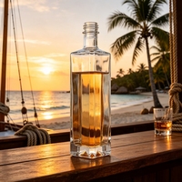 Bouteille personnalisée de 1 litre en verre noir mat en forme de phare avec bouchon en liège pour vin, vodka, brandy, gin, spiritueux et liqueurs