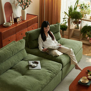 Divano Modulare Moderno a Tre Posti <span class=keywords><strong>Piemonte</strong></span> Stile Tofu Block per <span class=keywords><strong>Piccolo</strong></span> Appartamento Soggiorno Balcone Angolare a L in Tessuto Lattice e Spugna - Product Image 4