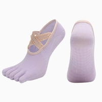 Chaussettes de yoga à cinq doigts pour femmes d'usine Grip Sweet Styles 5 Toe Chaussettes Pilates antidérapantes Logo personnalisé