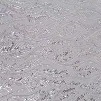 Tissu de luxe blanc pour robe de mariée, en dentelle brodée de perles et de sequins, vente en gros de tissu brodé de sequins pour robe de mariée
