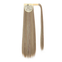 Queue de cheval à clipser pour femme, cheveux chinois longs et lisses, effet laser, soyeux et brillant, style célébrité internet, non-Remy, 24 pouces, pour l'exportation