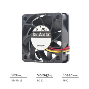 SANYO DENKI San Ace 9GA0512P7G001P 52*52*15mm <b>12V</b> <b>DC</b> 1.56W 0.13A 17.7CFM 7800rpm Server and Telecom Equipment Axial Cooling Fan - Product Image 2